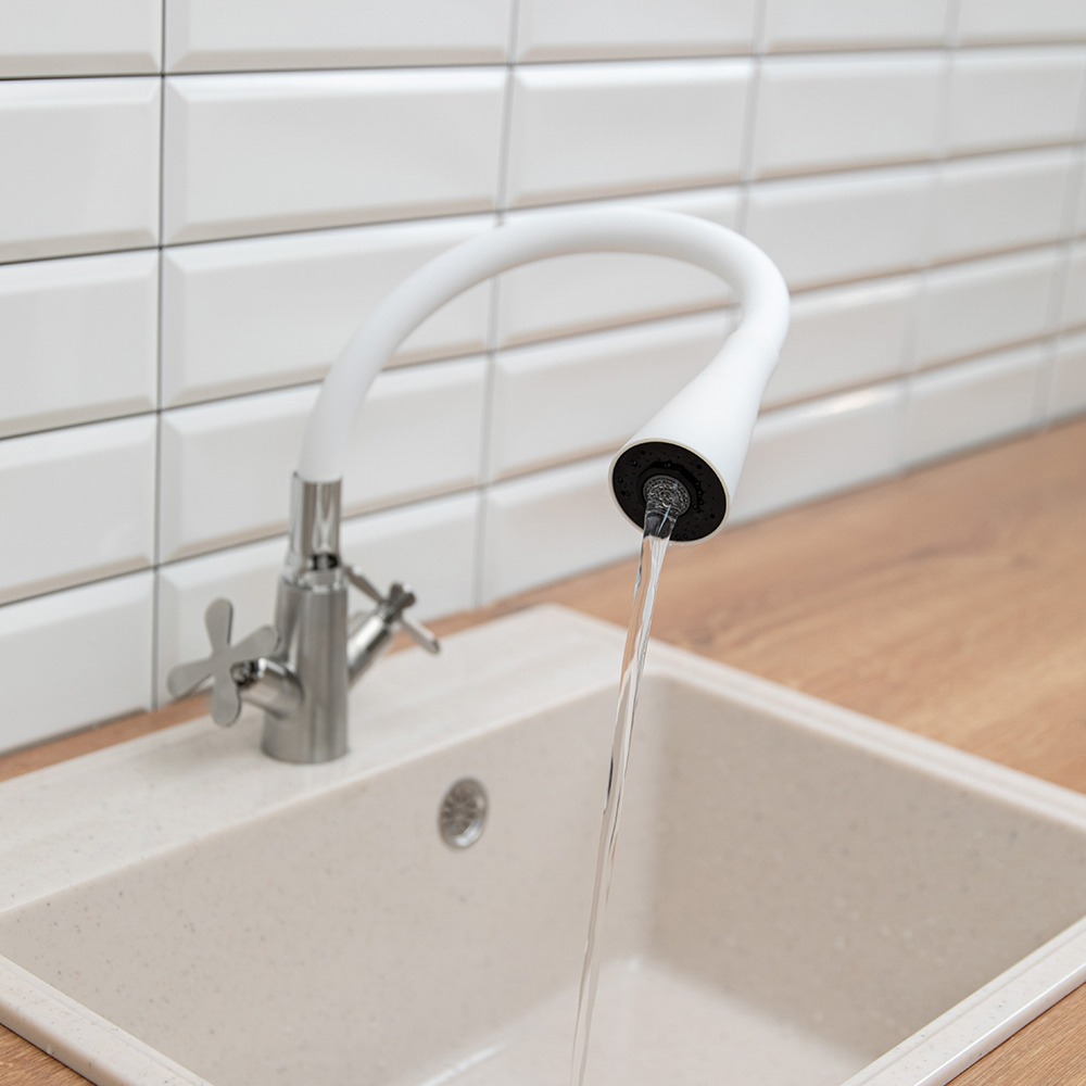 Излив смесителя для кухни, силиконовый, 2 режима, белый - #7