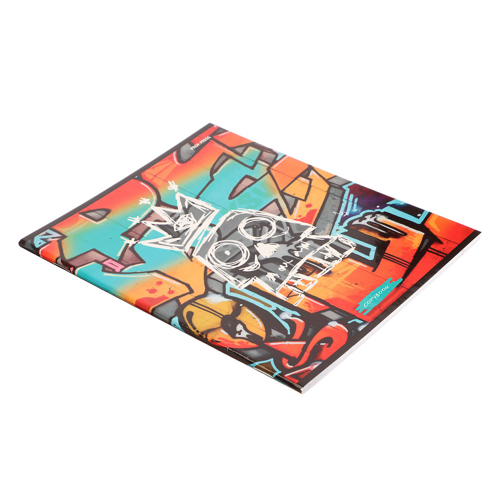 Тетрадь 48л. в клетку, офсет, обл. мел.картон, скрепка, твин лак, микс - #19