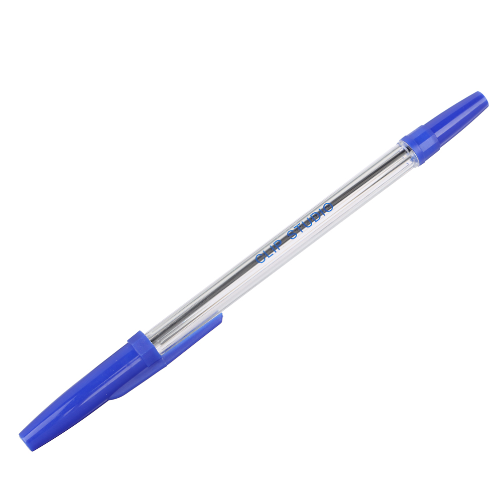 Ручка шариковая с прозрачным корпусом, синяя - #1