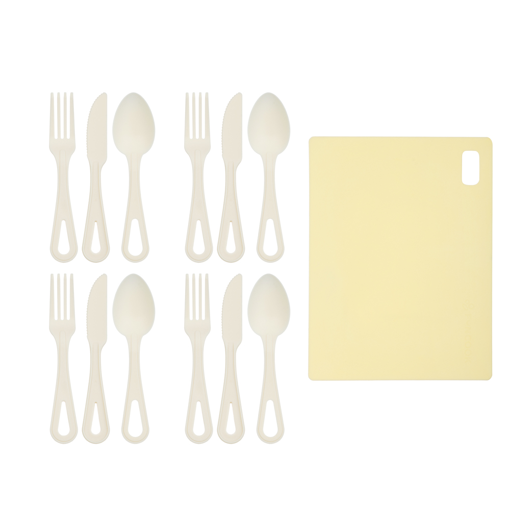 Набор для пикника на 4 персоны: контейнер 5л, тарелки 4шт, стаканы 0,4л 4шт, стол.приборы 4шт, доска - #4