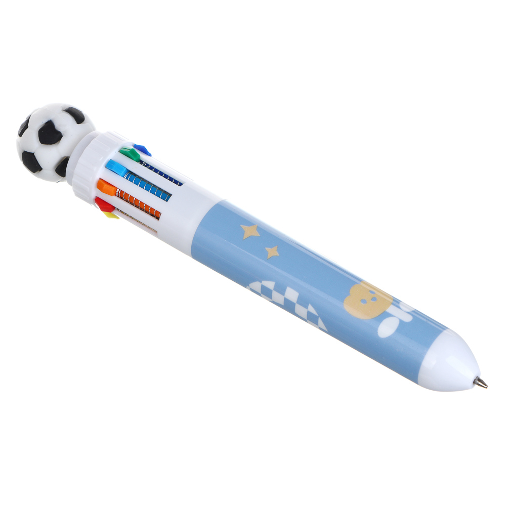 Ручка шариковая автоматическая 10-ти цветная с фигуркой в форме футбольного мяча, 6 дизайнов - #2