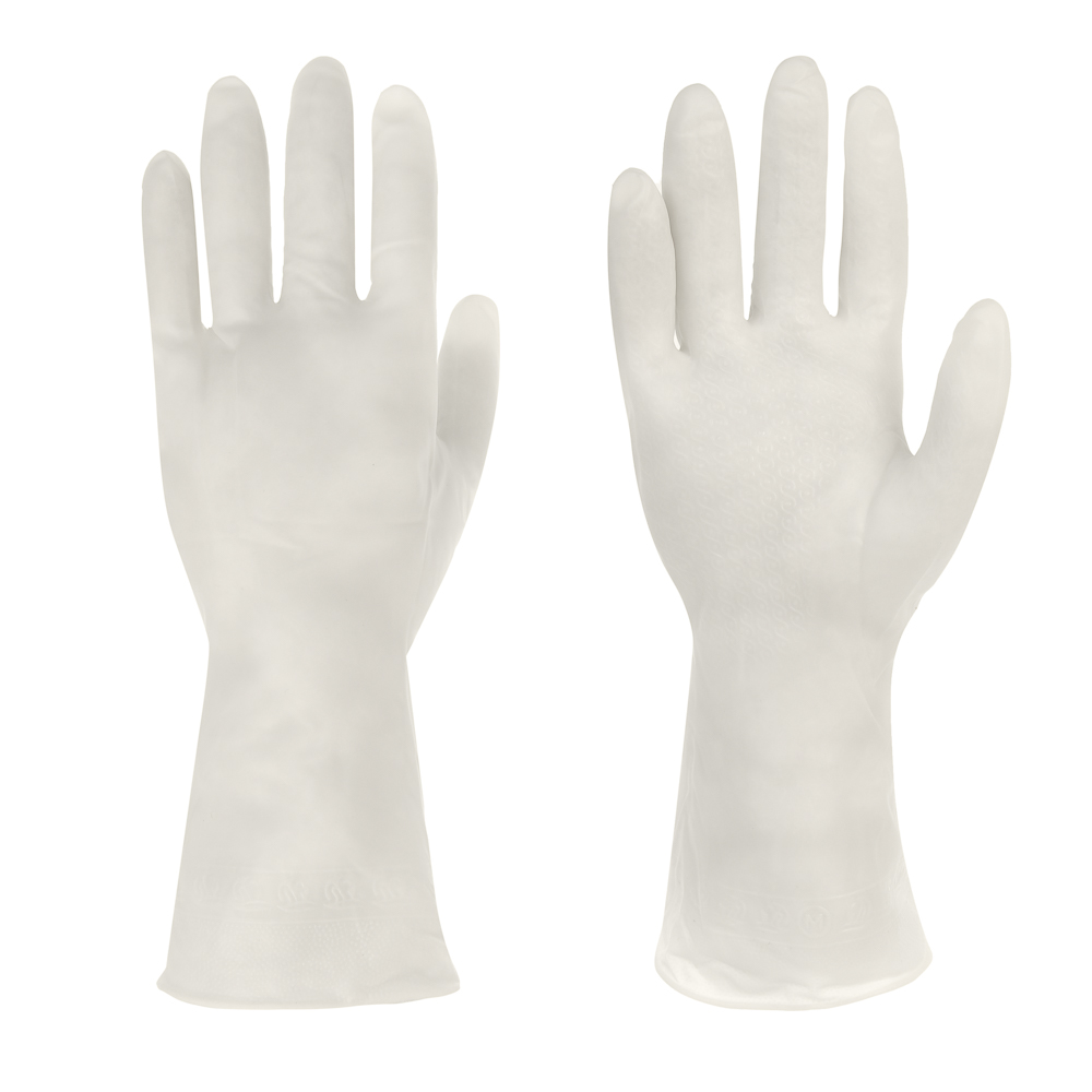 Перчатки хозяйственные ультра-прочные, тм VETTA, ПВХ, 55 гр, размер M, цвет белый, поливинилхлорид - #1