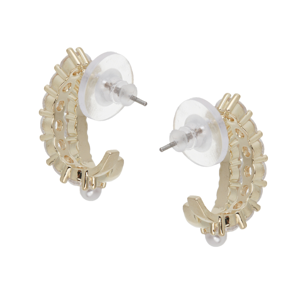 Серьги, медь, цирконий, 2 дизайна, БЖ25-1 - #4