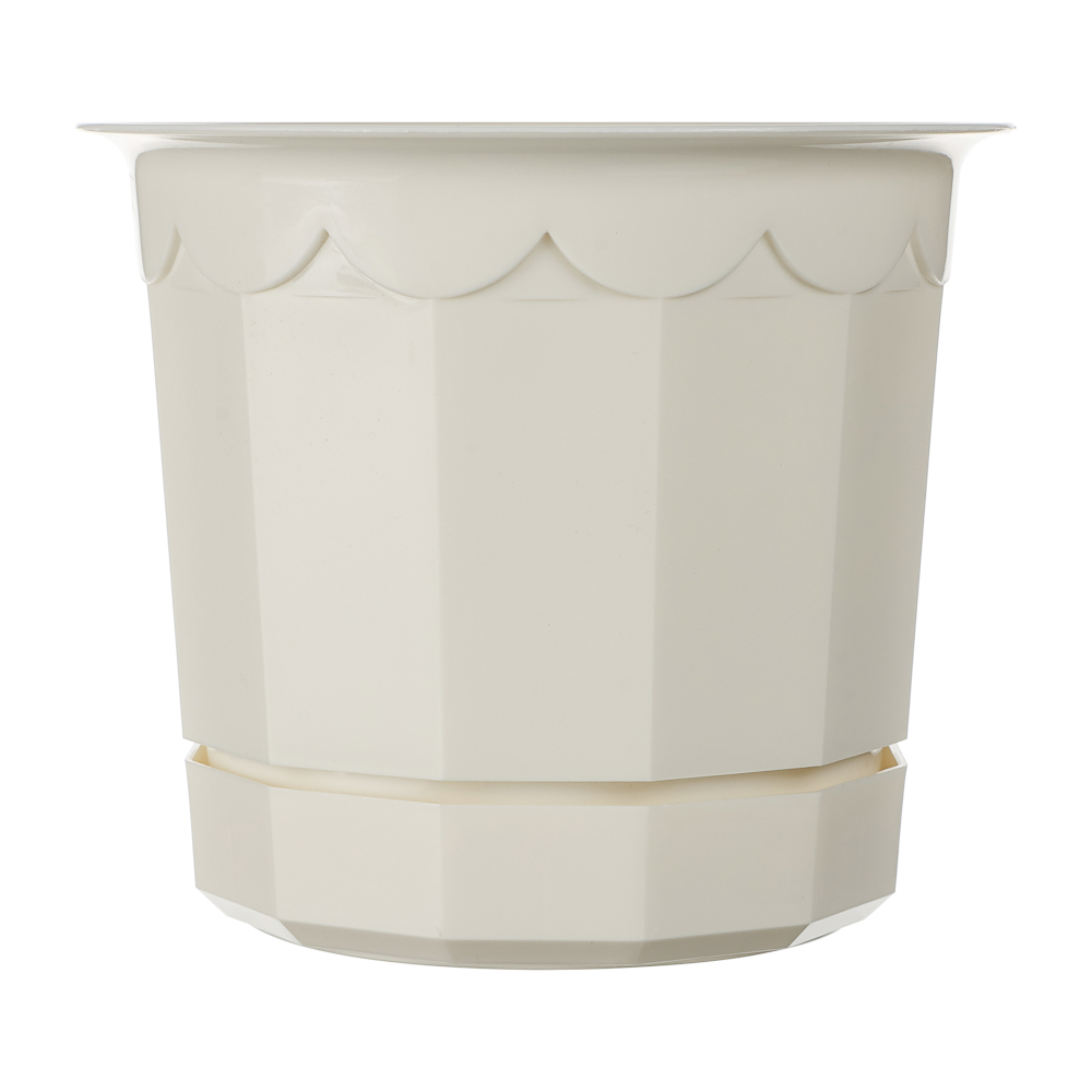 Горшок для цветов с поддоном 1,6л, d160мм, h135мм цв.молочный - #4