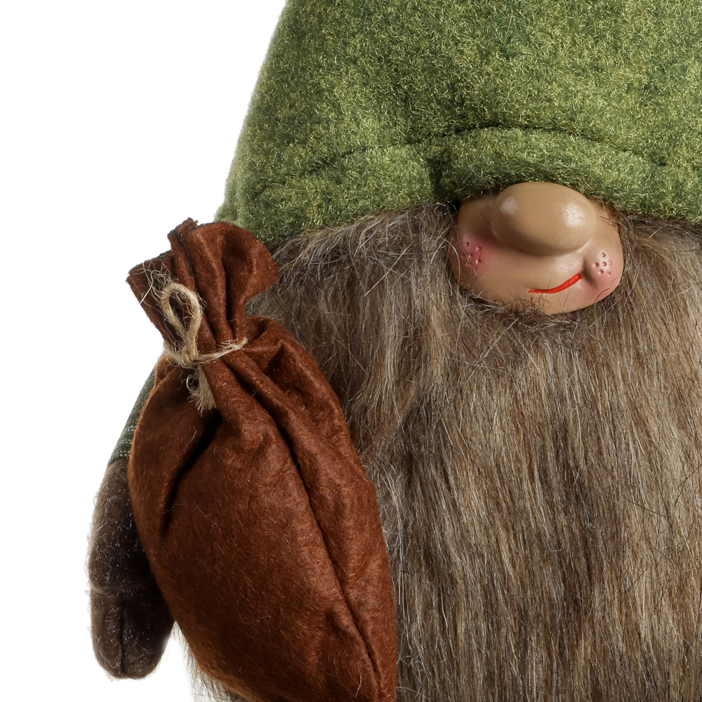 СНОУ БУМ Фигура декоративная "Гном" с выдвижными ногами 56,5-77,5 см, полиэстер, зеленый - #3