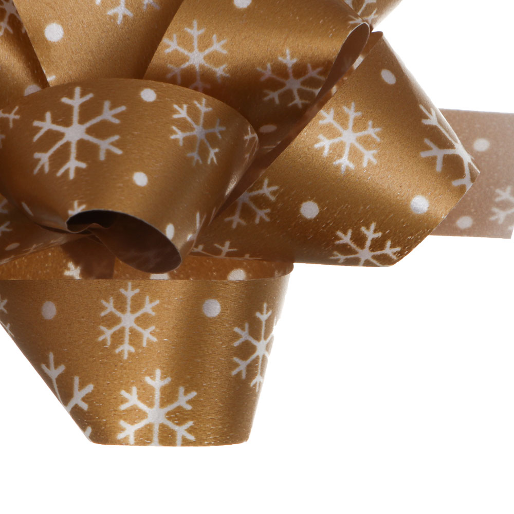 Набор бантов тм СНОУ БУМ принт снежинки, 10 см, 2 шт на подложке, ПП, 3 диз. - #4