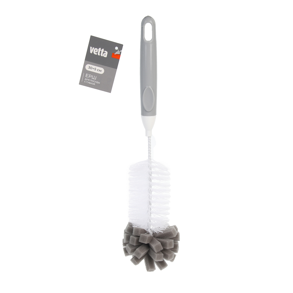 Ерш для посуды с губкой 30х5 см, тм VETTA, анатомическая ручка, полипропилен, поролон - #6
