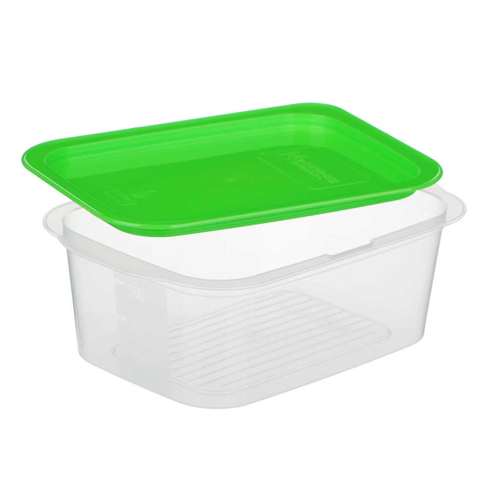 Контейнер пищевой прямоугольный 0,66л с паровыпуском и мерной шкалой, пластик - #2