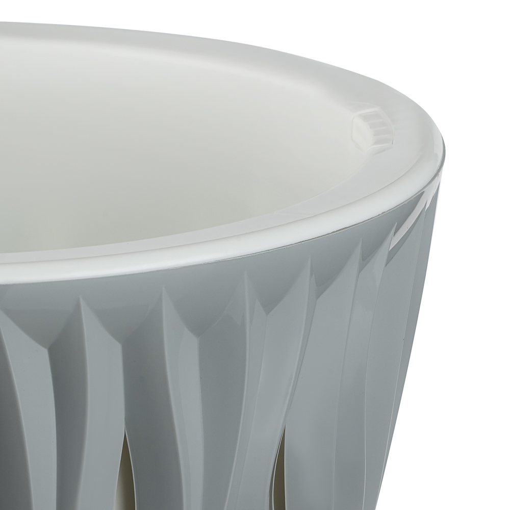 Кашпо для цветов со вставкой "Вдохновение" 4,5л, d21,5см; h17,9см, цвет серый жемчуг - #3