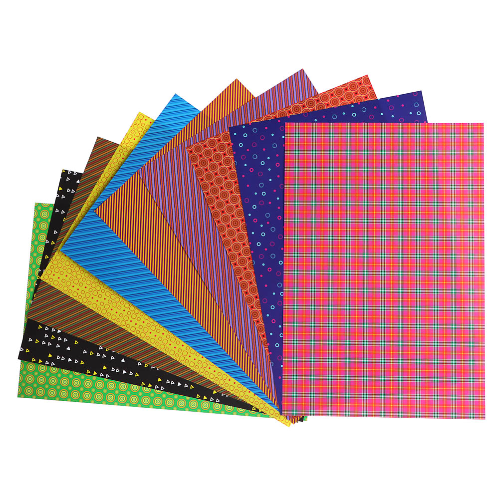 Бумага цветная FLOMIK мелованная с узорами, А4, 2-сторонняя, 10 цветов, 10 листов - #3