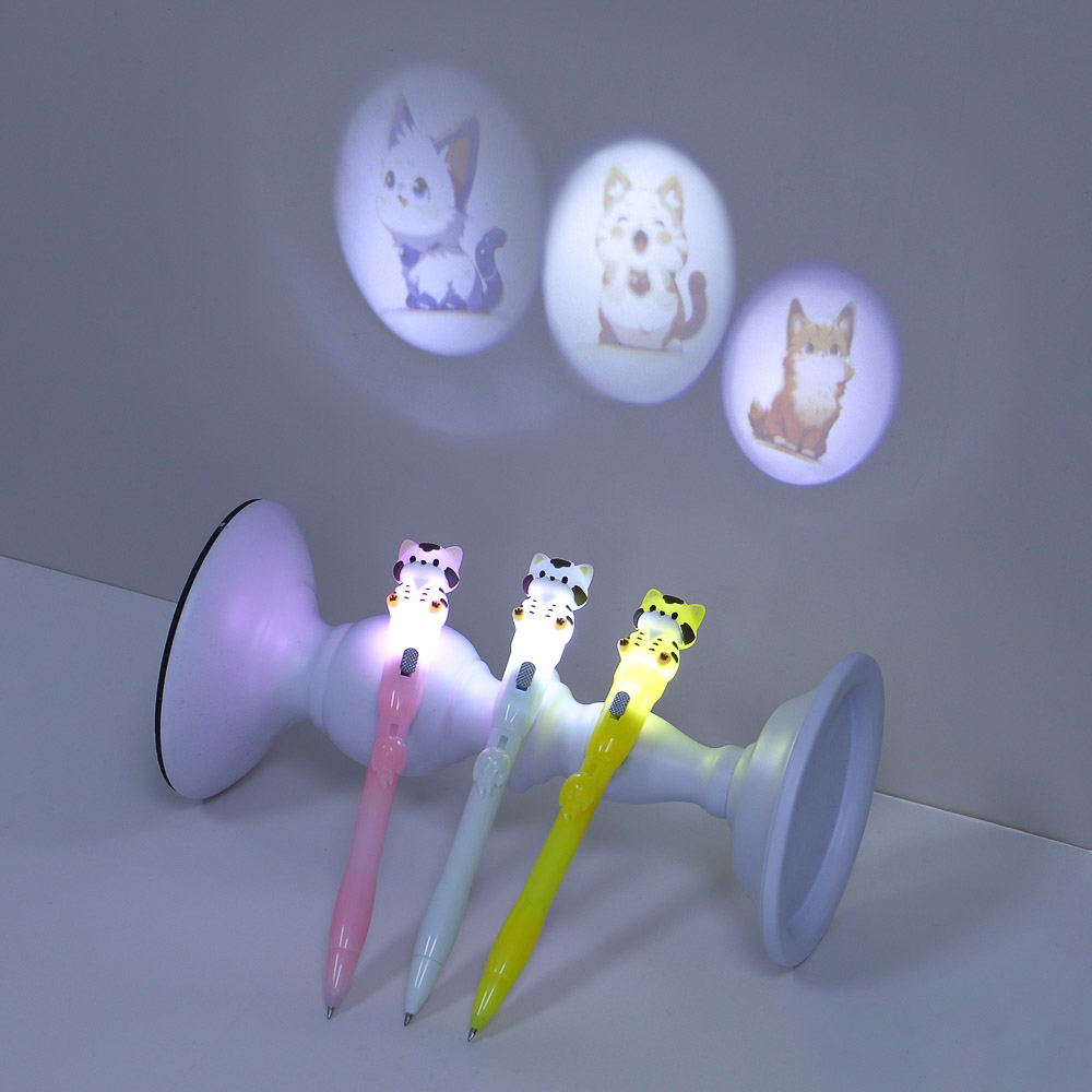 Ручка шариковая синяя с проекцией "Котик", 3 дизайна, шоу-бокс - #6