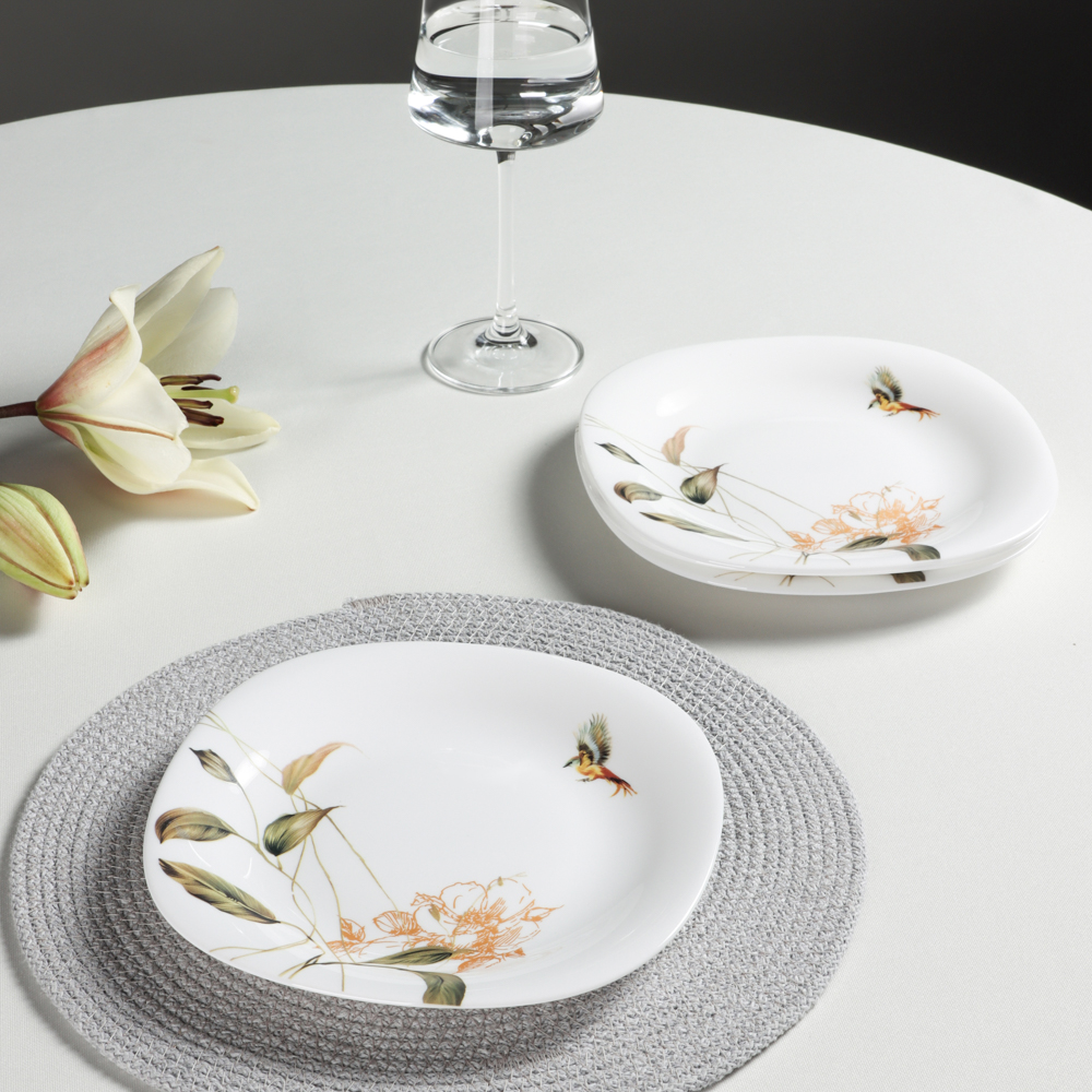 MILLIMI Анета Набор столовой посуды 13 пр., опаловое стекло, квадратная форма, 19019 - #18