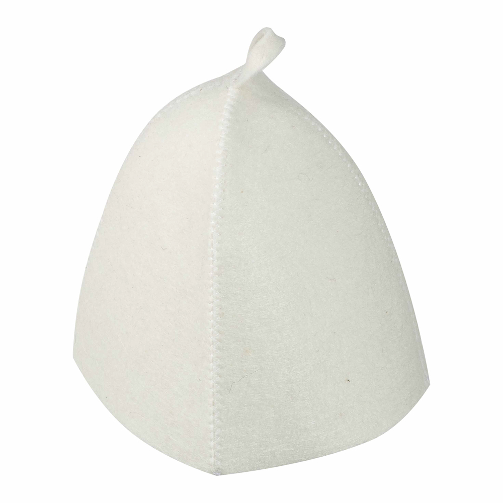 Набор банный ЭКОНОМ 3 предмета (шапка, коврик, рукавица) в пакете, войлок белый/серый - #5