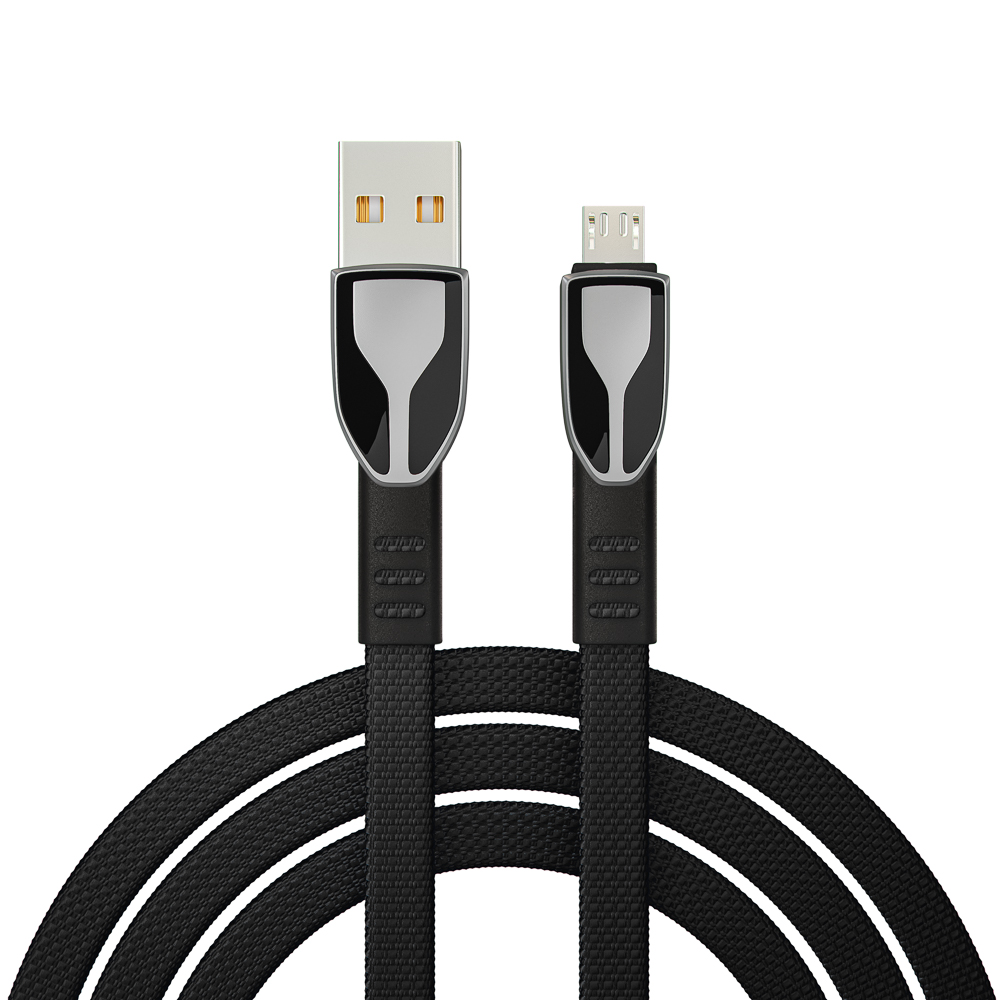 BY Кабель для зарядки Графика Micro USB, 1м, Быстрая зарядка QC3.0, штекер металл, черный - #1