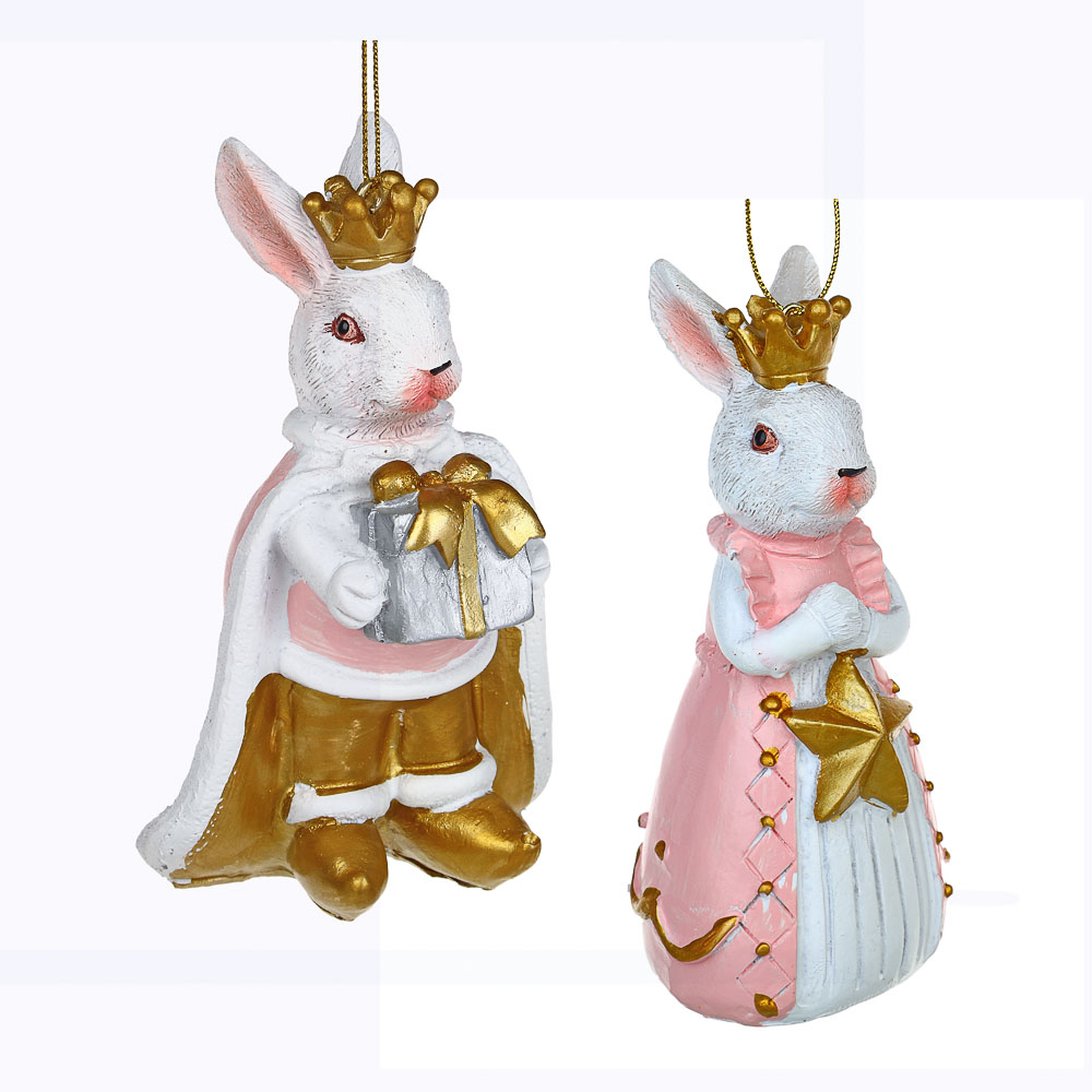 СНОУ БУМ Фигурка подвесная кролик с короной, полирезина, 4x4x11см - #1