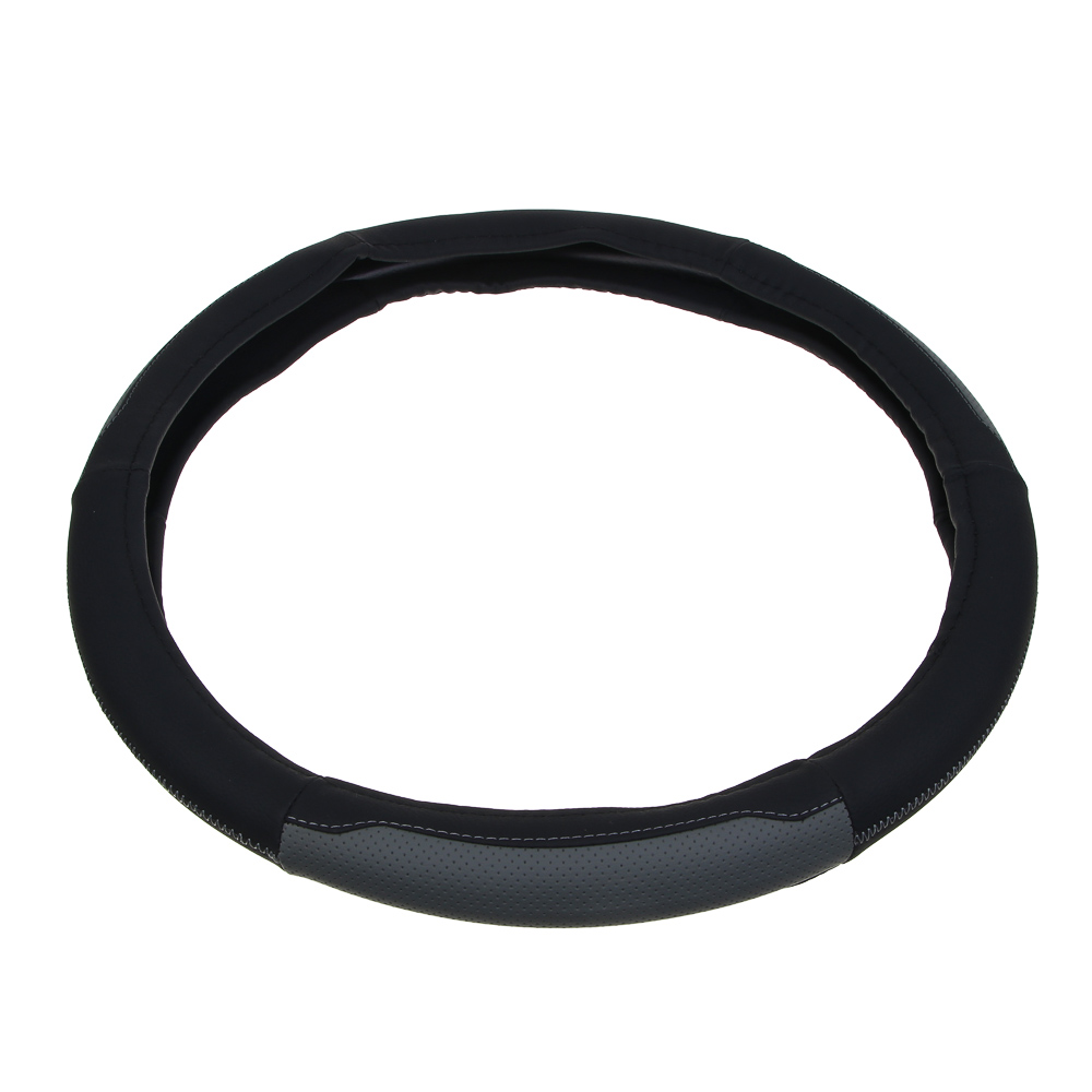 ЕРМАК Оплетка на руль, полиуретан(PU), размер 38 см, перфорированная вставка, черно-серая - #3