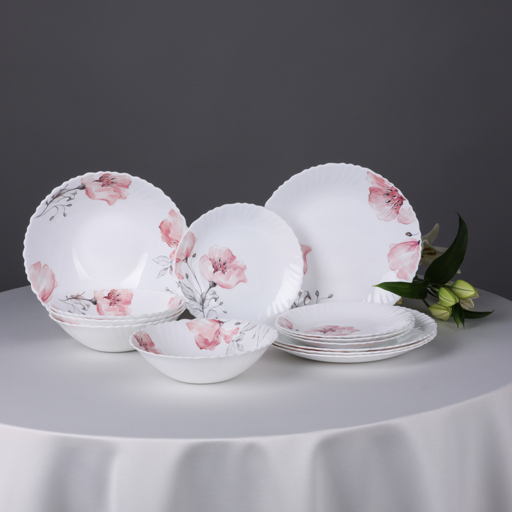 MILLIMI Роселла Набор столовой посуды 13 пр., опаловое стекло - #11