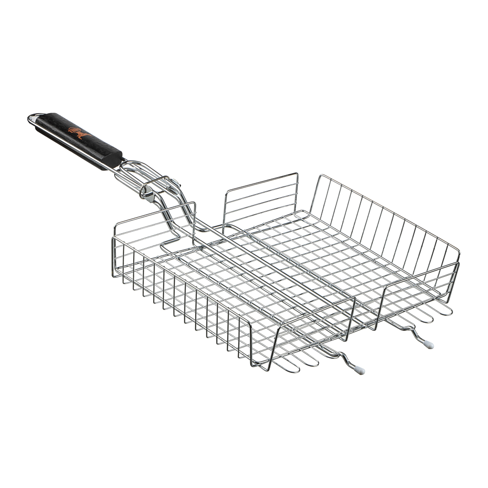 GRILLBOOM Решётка гриль хром со съёмной ручкой 57x30x24 глубина 5см, хромированная сталь - #7