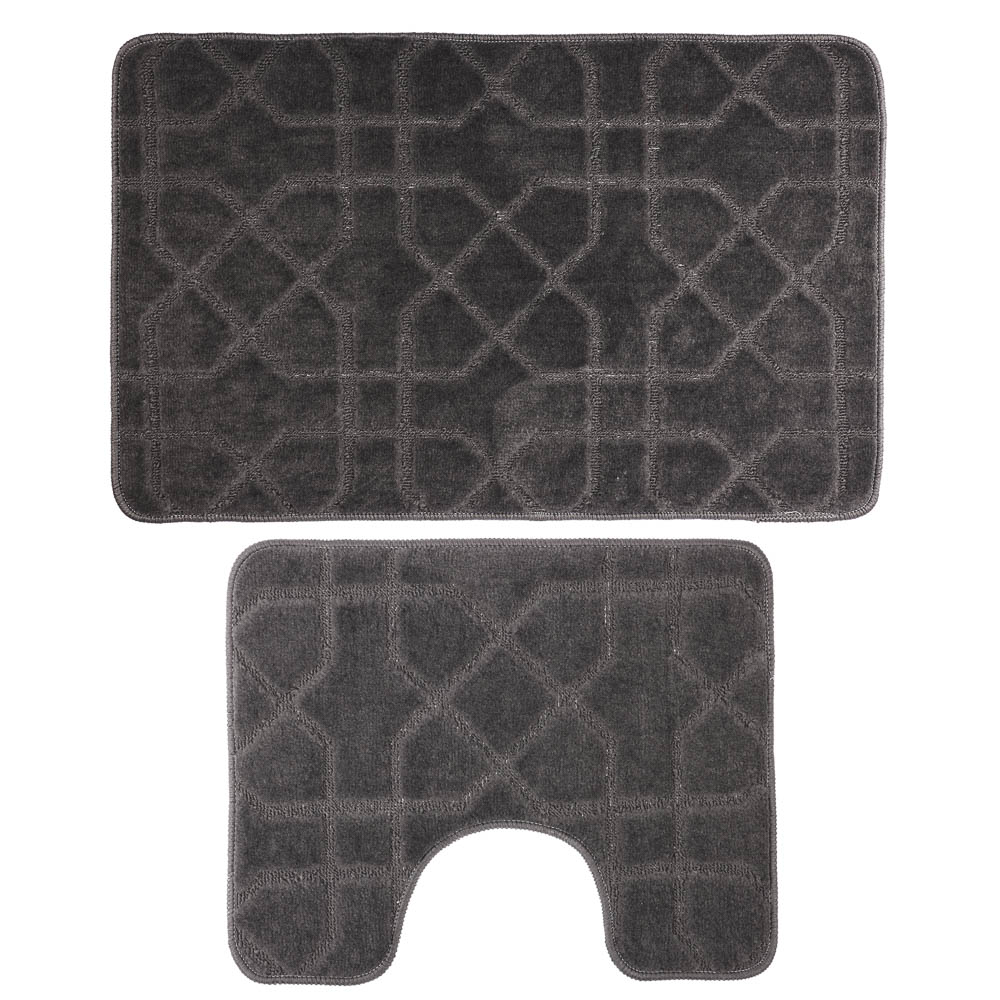 Набор ковриков для ванной и туалета тм VETTA Геометрия, 50x80см + 50x40см, полиэстер, 3 цвета - #8