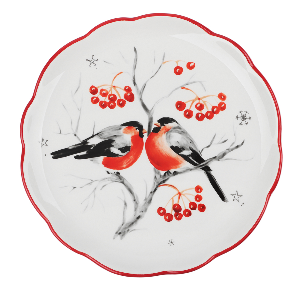 MILLIMI Снегири Блюдо круглое, 20х20х2,5см, керамика - #1