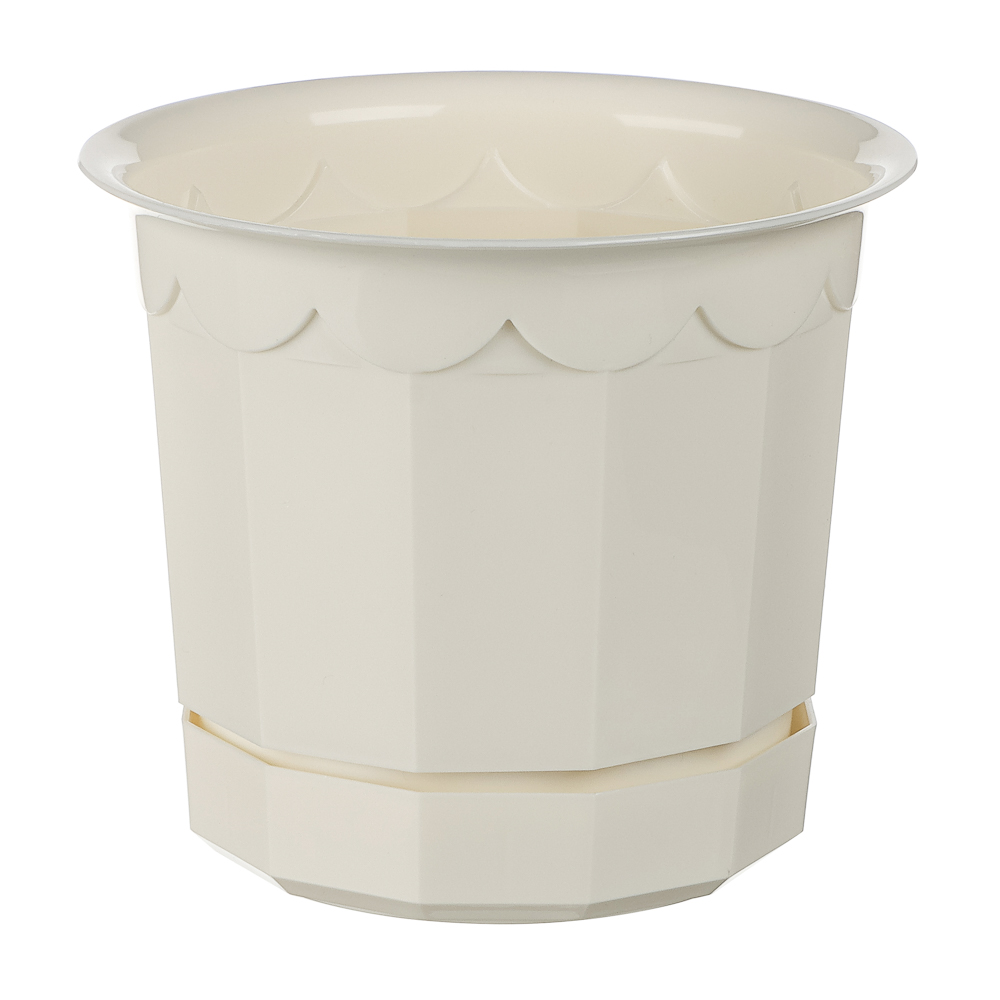 Горшок для цветов с поддоном 1,6л, d160мм, h135мм цв.молочный - #1