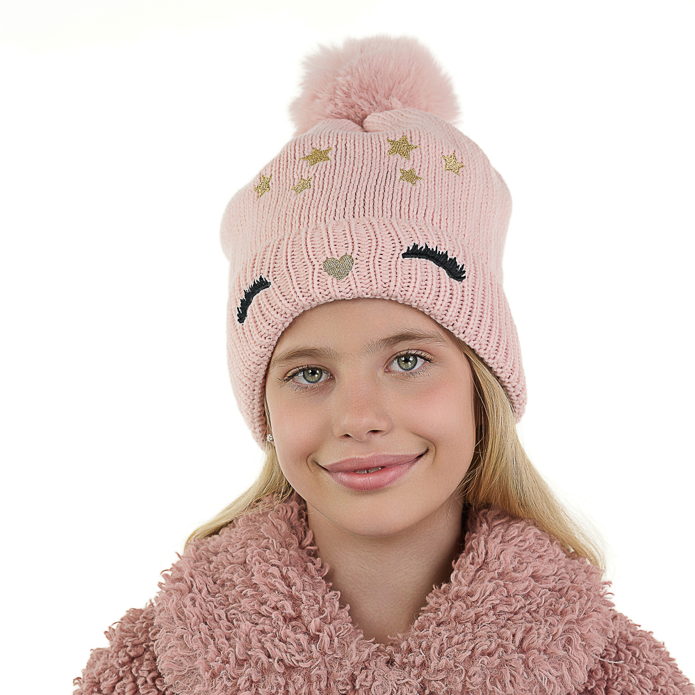 GALANTE Шапка бини детская на подкладе с вышивкой, р-р 52-54 , 3 цвета, СЗШ24-25 - #12