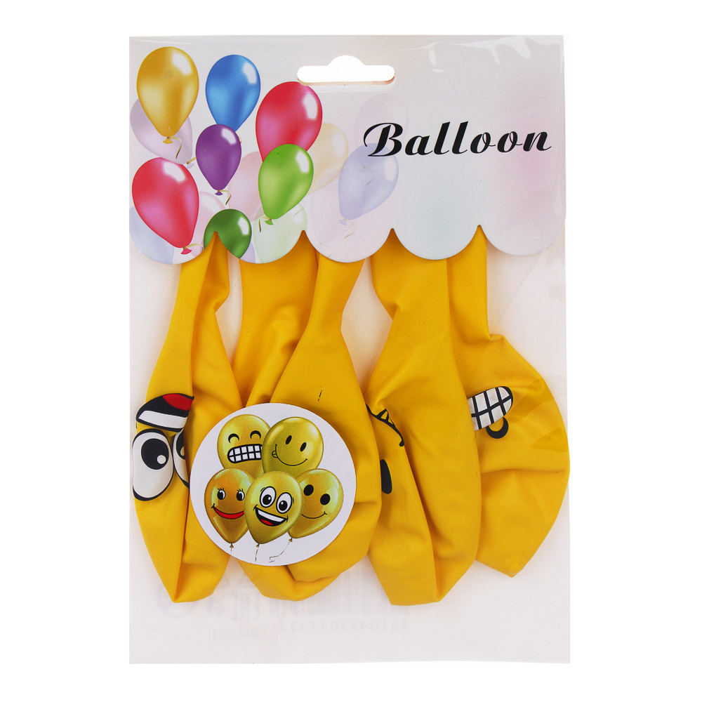 Набор воздушных шаров "Смайлы", 12", 5шт, латекс - #3