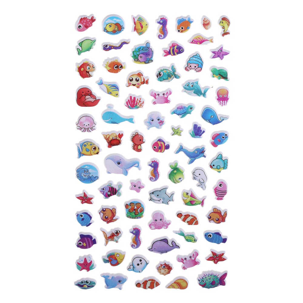 Набор наклеек "Каваи" 10х21,7см, объёмные, пластик, микс 8 дизайнов - #1