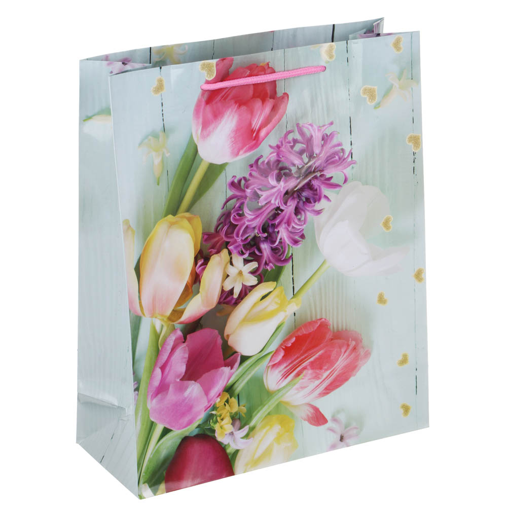 LADECOR Пакет подарочный, бумажный, 26x32x10 см, 4 дизайна, тюльпаны - #8