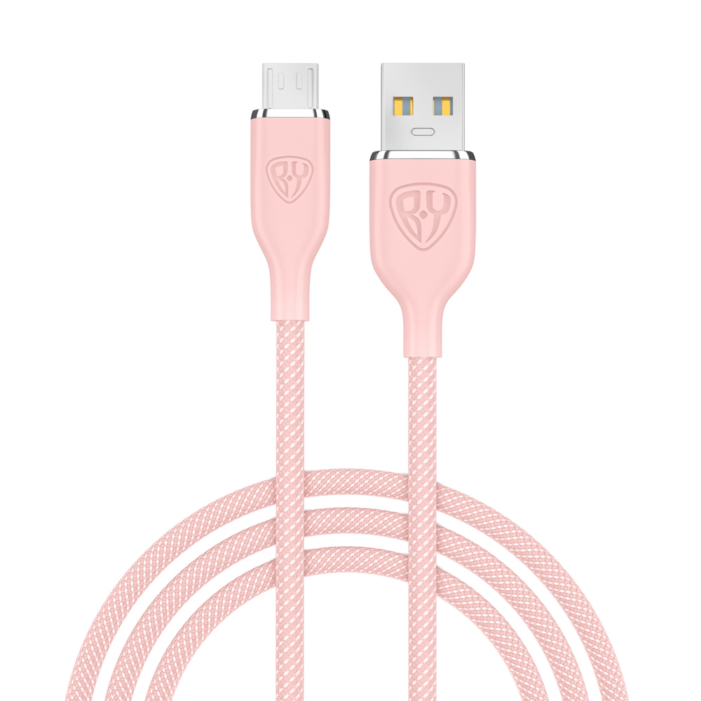 BY Кабель для зарядки Elite Micro USB, 3А, 1м, Быстрая зарядка QC3.0, 100см, розовый - #1
