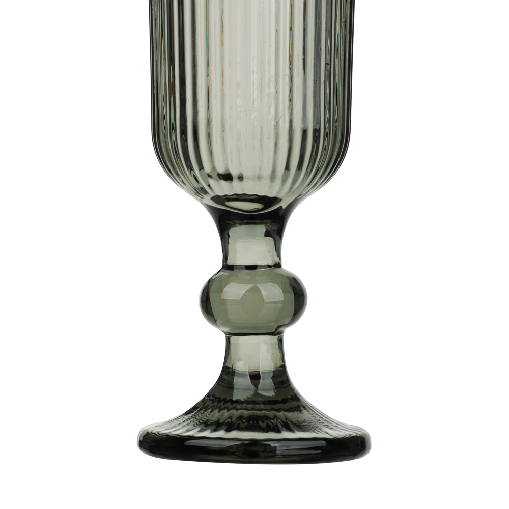 MILLIMI Бокал для шампанского Грея, 150мл, стекло, серый, рифленый - #4