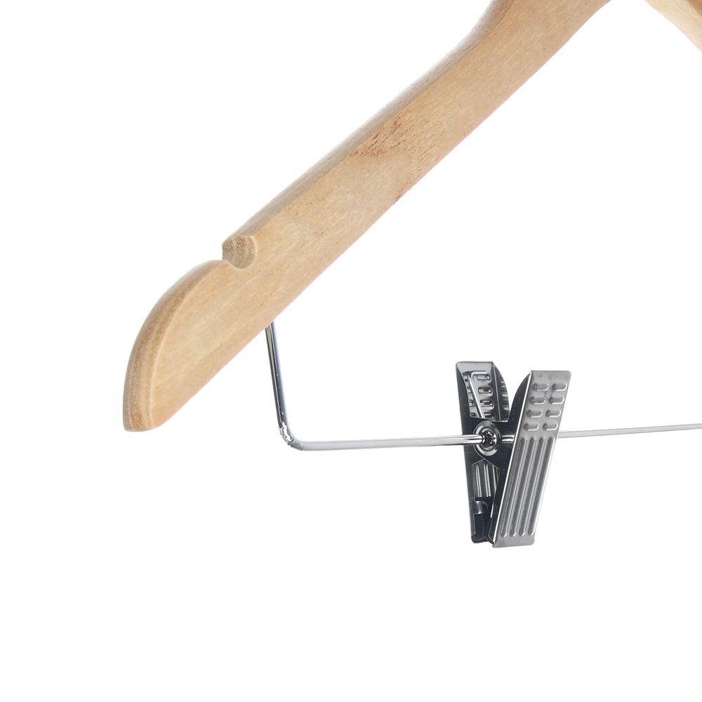 Вешалка для одежды тм VETTA, 45см деревянная с зажимами, хром, цвет светлое дерево - #3