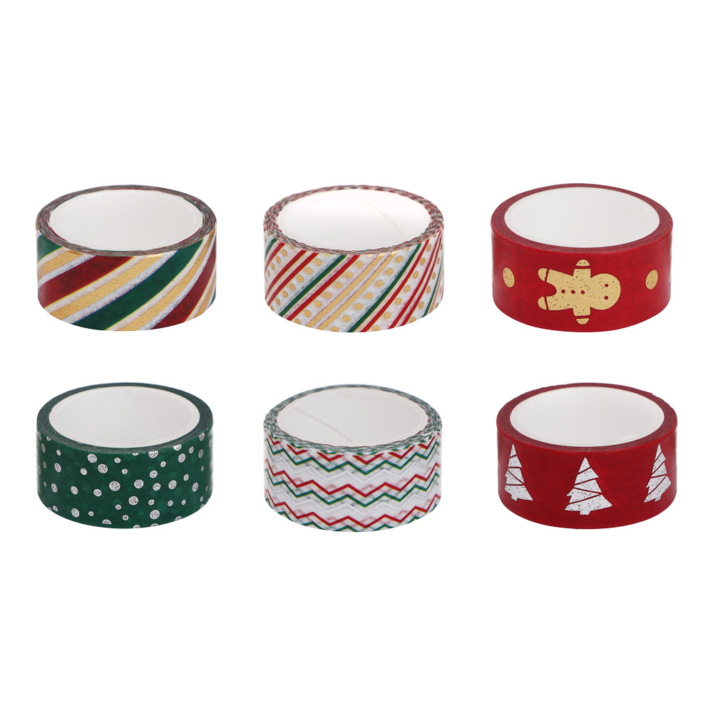 Набор декоративного скотча тм Сноубум, 3 шт, 1,5см x 3 м, бумага, 2 диз. - #1