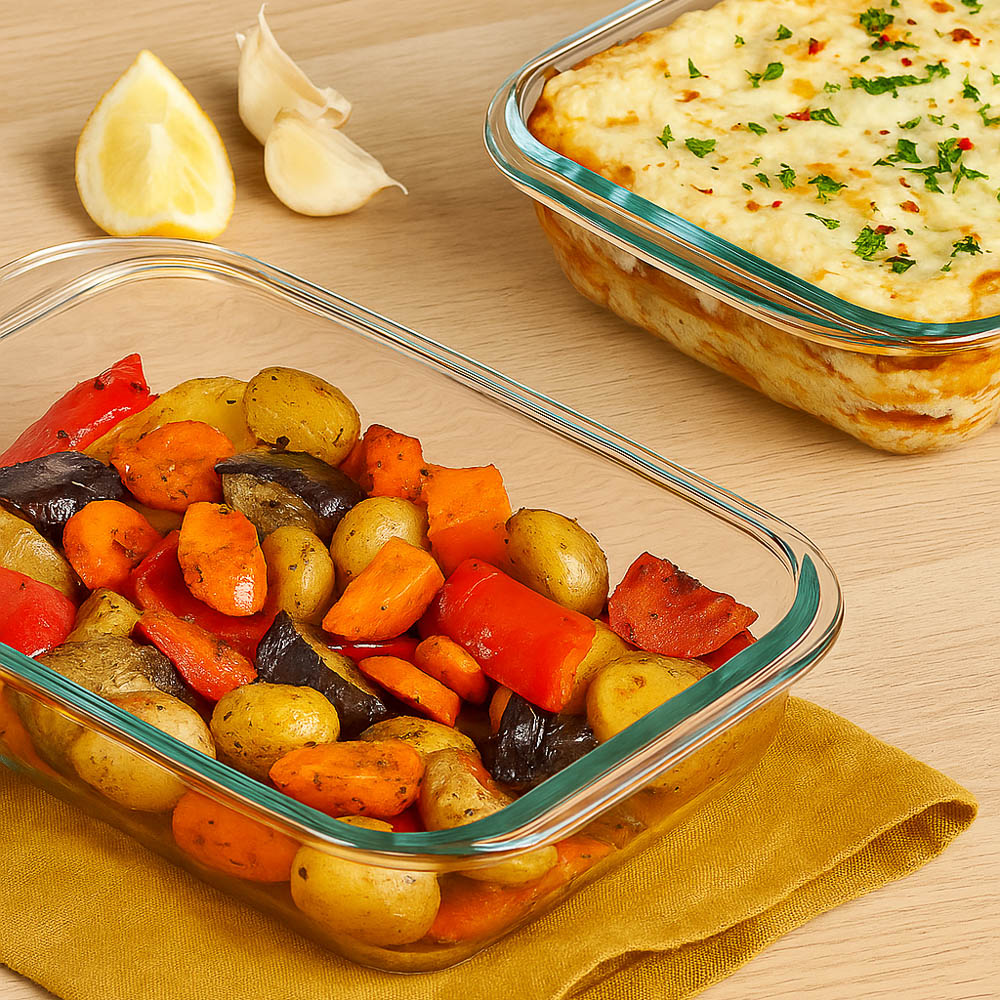 SATOSHI Форма для запекания жаропрочная квадратная, с ручками, стекло, 21,3x18,9x5см, 1,1л - #8