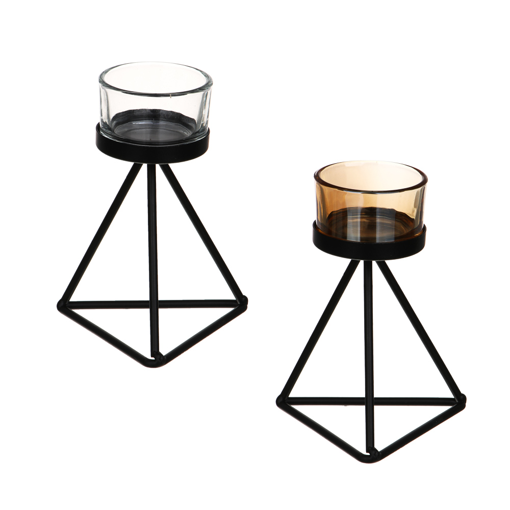 Подсвечник металл со стеклом, 9х9х10 см - #1