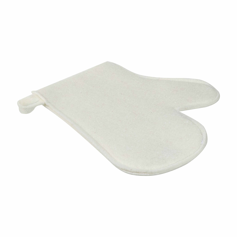 Набор банный ЭКОНОМ 3 предмета (шапка, коврик, рукавица) в пакете, войлок белый/серый - #4