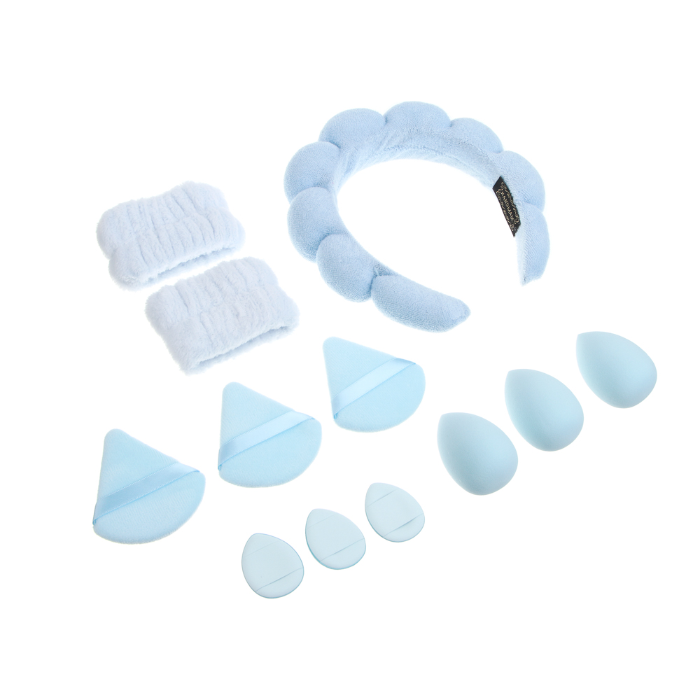 Набор 12шт тм ЮНИLOOK (ободок 1шт, напульсники 2шт, пуховка 3шт, д тона 3шт, блендер 3шт), 3цвета - #2