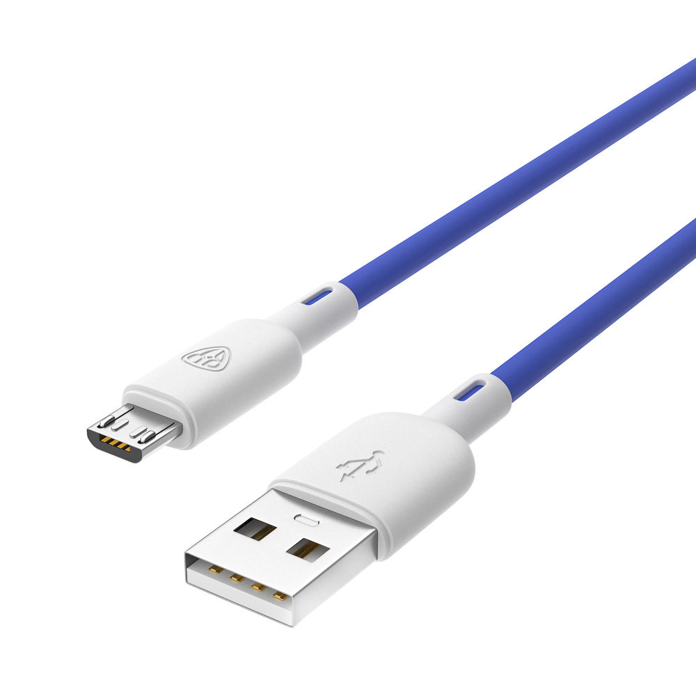 BY Кабель для зарядки Bright microUSB, 1м, Быстрая зарядка 3А, QC, PD 20W, силикон, сине-серый - #4