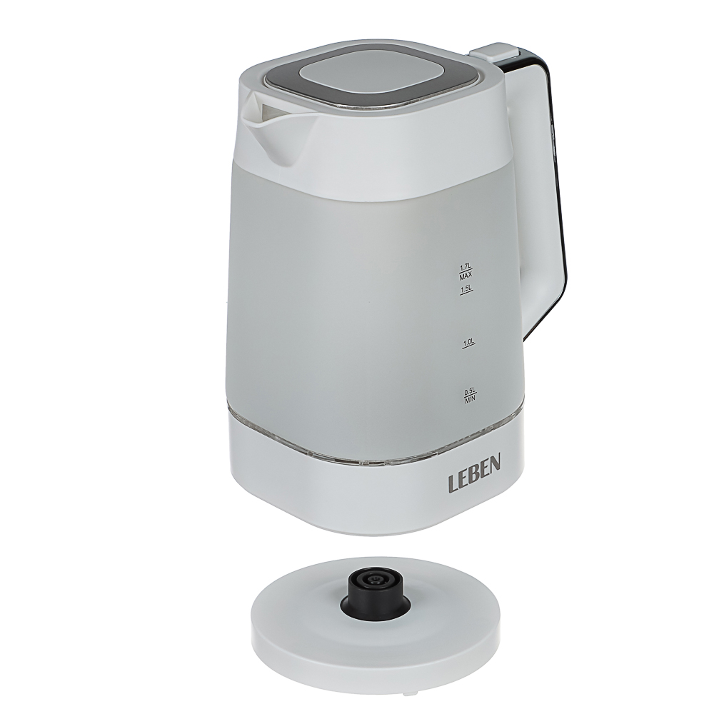LEBEN Чайник электрический 1,7л матовое стекло, белый - #2