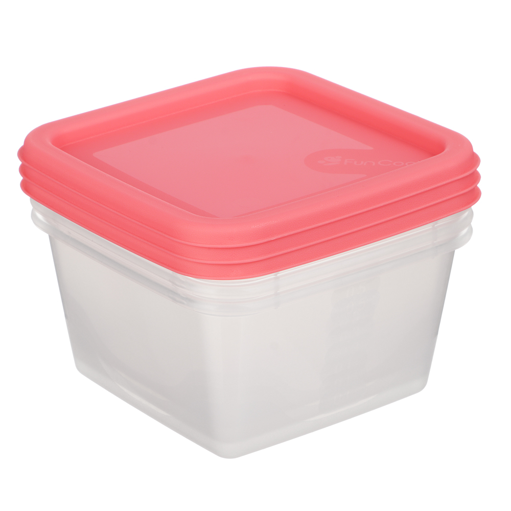 Набор контейнеров пищевых квадратных, 3шт, 0,63л, пластик, 3 цвета - #10