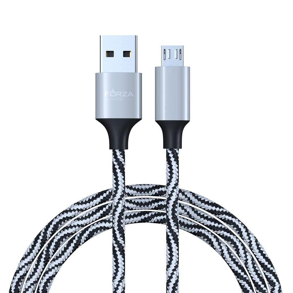 FORZA Кабель для зарядки Серпантин Micro USB, 1м, 1.5А, тканевая оплётка, 4 цвета, пакет - #4