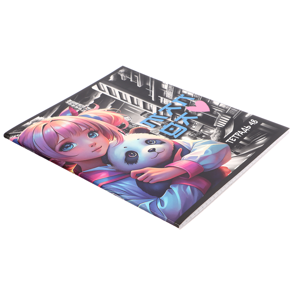 Тетрадь общая 48л. в клетку, БЕЛЫЕ ЛИСТЫ, обложка картон, скрепка, УФ лак, "Микс коллекций" 4 диз - #3