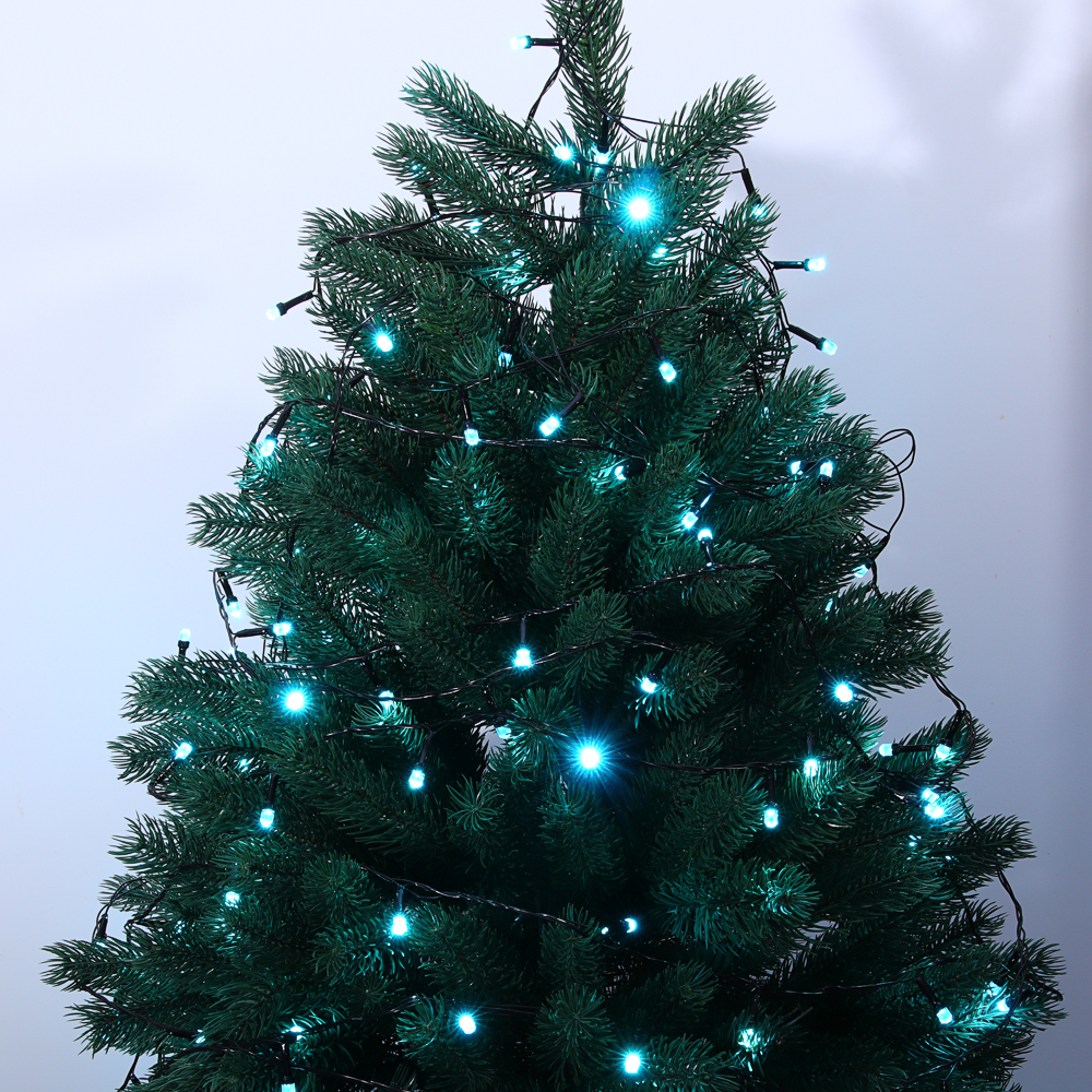 СНОУ БУМ Гирлянда эл. вьюн 10м, 100LED, аква, 8 режимов, ПВХ черный, 220В - #11