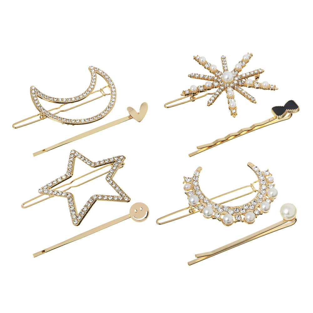 BERIOTTI Заколки 2шт, биж.сплав, пластик, 5-6,5см, 4 дизайна, ПР - #1