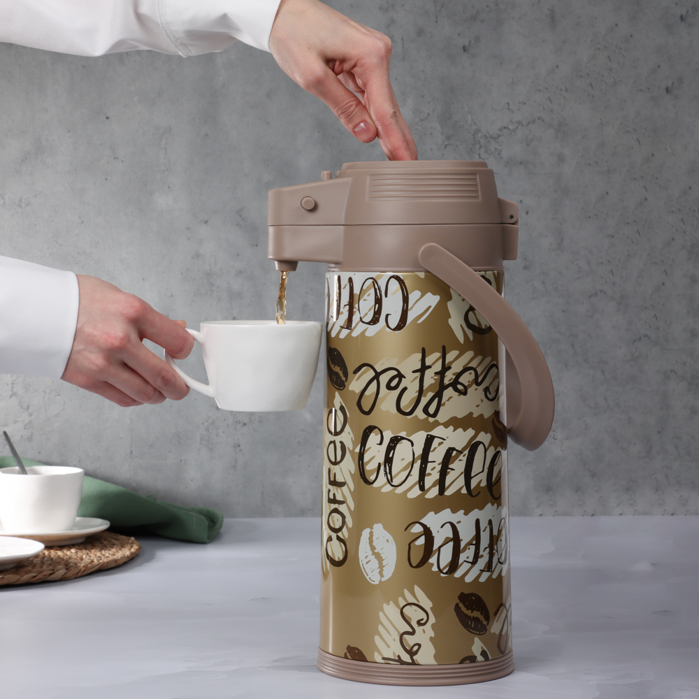 SATOSHI Термос с пневмонасосом "Мокко", стеклянная колба, 1,9 л. - #15