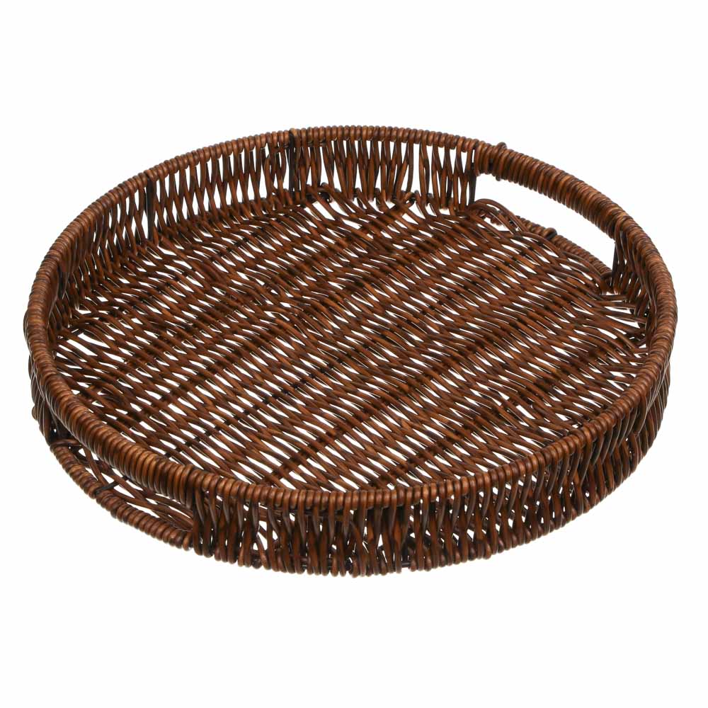 Поднос сервировочный с ручками плетенный, ПВХ, тм Satoshi, 30x30x4см - #1