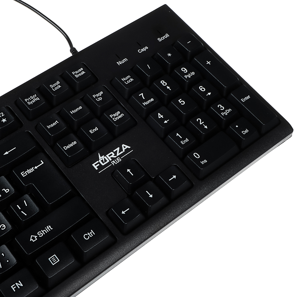 FORZA Клавиатура проводная мембранная Usual 104кл.,белая кириллица, USB, каб. 150см,черный - #5