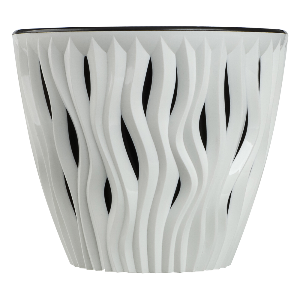 Кашпо для цветов со вставкой "Вдохновение" 4,5л, d21,5см; h17,9см, цвет белый/чёрный - #5
