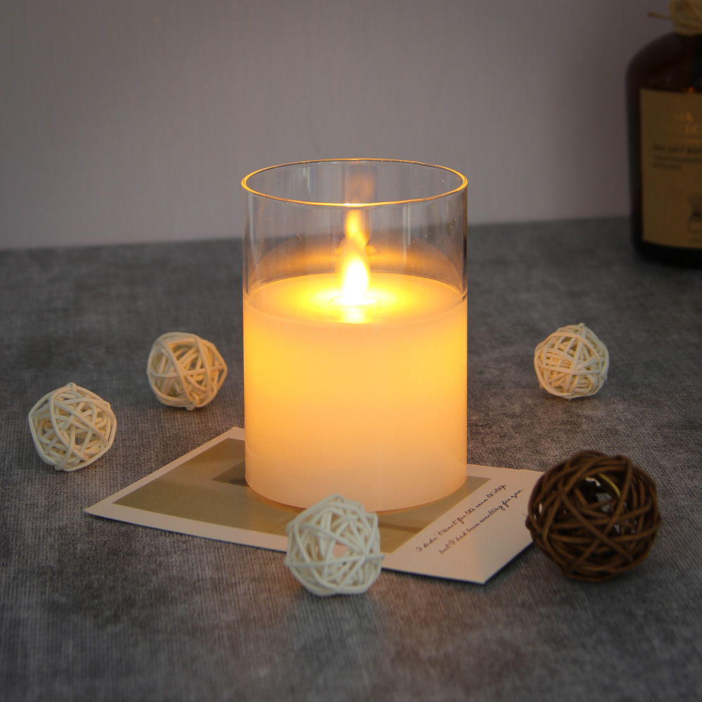 Светильник декор. в виде подсвечника со свечой с LED-подсв.,1реж., парафин,стекло,РР,7,5х10см,3хААА - #2