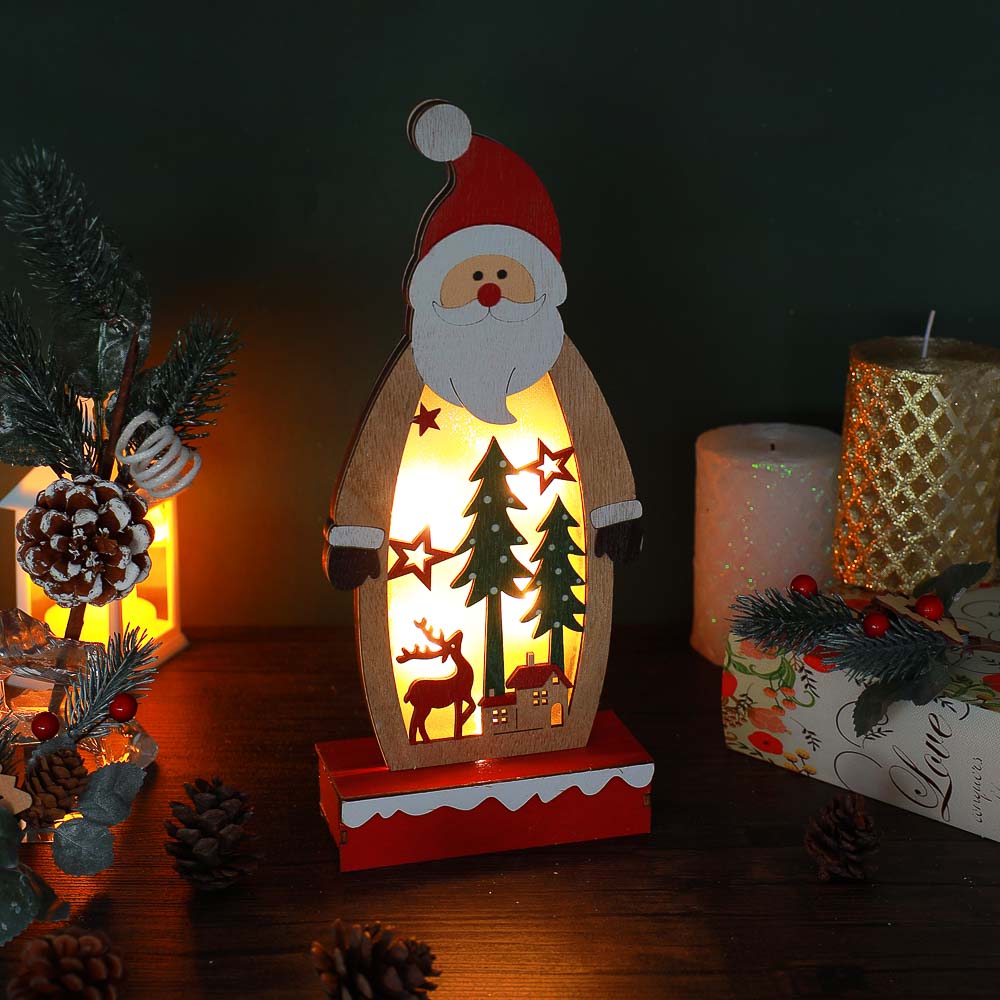 СНОУ БУМ Сувенир новогодний декор с LED подсветкой, 12x28 см, дерево, пластик - #1